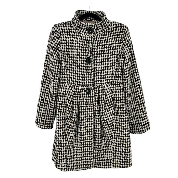 bitten by Sarah Jessica Parker Houndstooth Coat Black White Size Medium - Picture 1 of 10